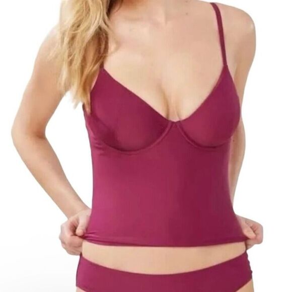 Andie Swim The Canary Tank Top in Plum Purple Bustier Adjustable Straps XS AT184 - Picture 3 of 12